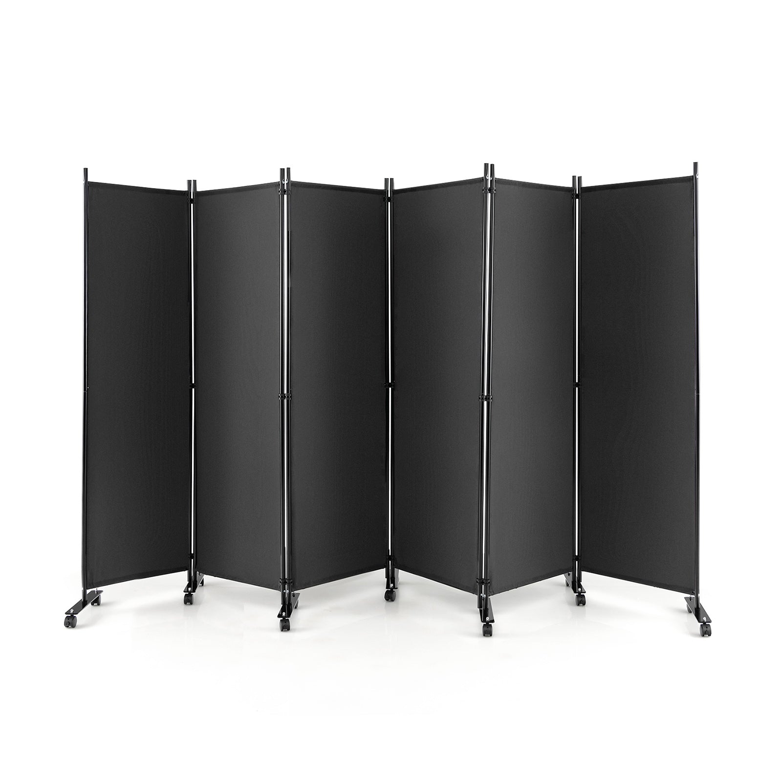 6 Panel 5.7 Feet Tall Rolling Room Divider on Wheels