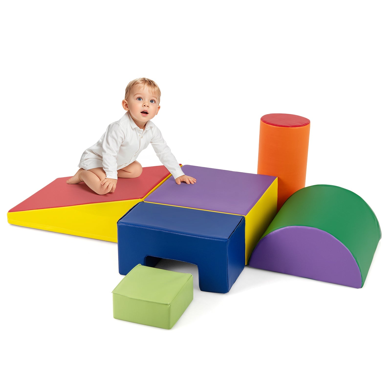 6 Pieces Foam Climbing Blocks Indoor Climb and Crawl Activity Playset with Rectangles