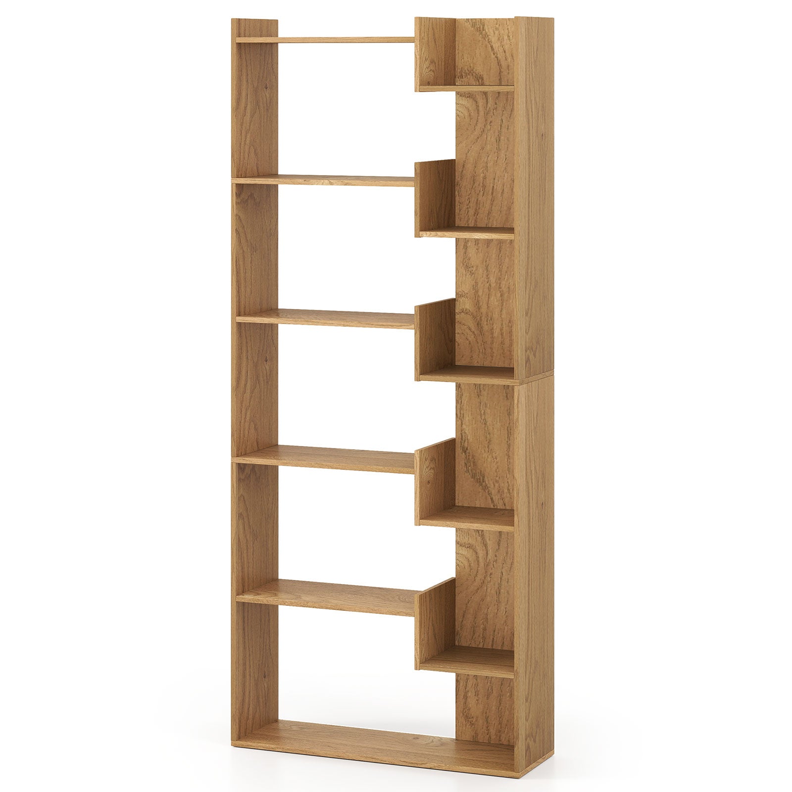 6-Tier Bookshelf Wooden Bookcase with 2 Anti-Tipping Kits Open Display Shelf