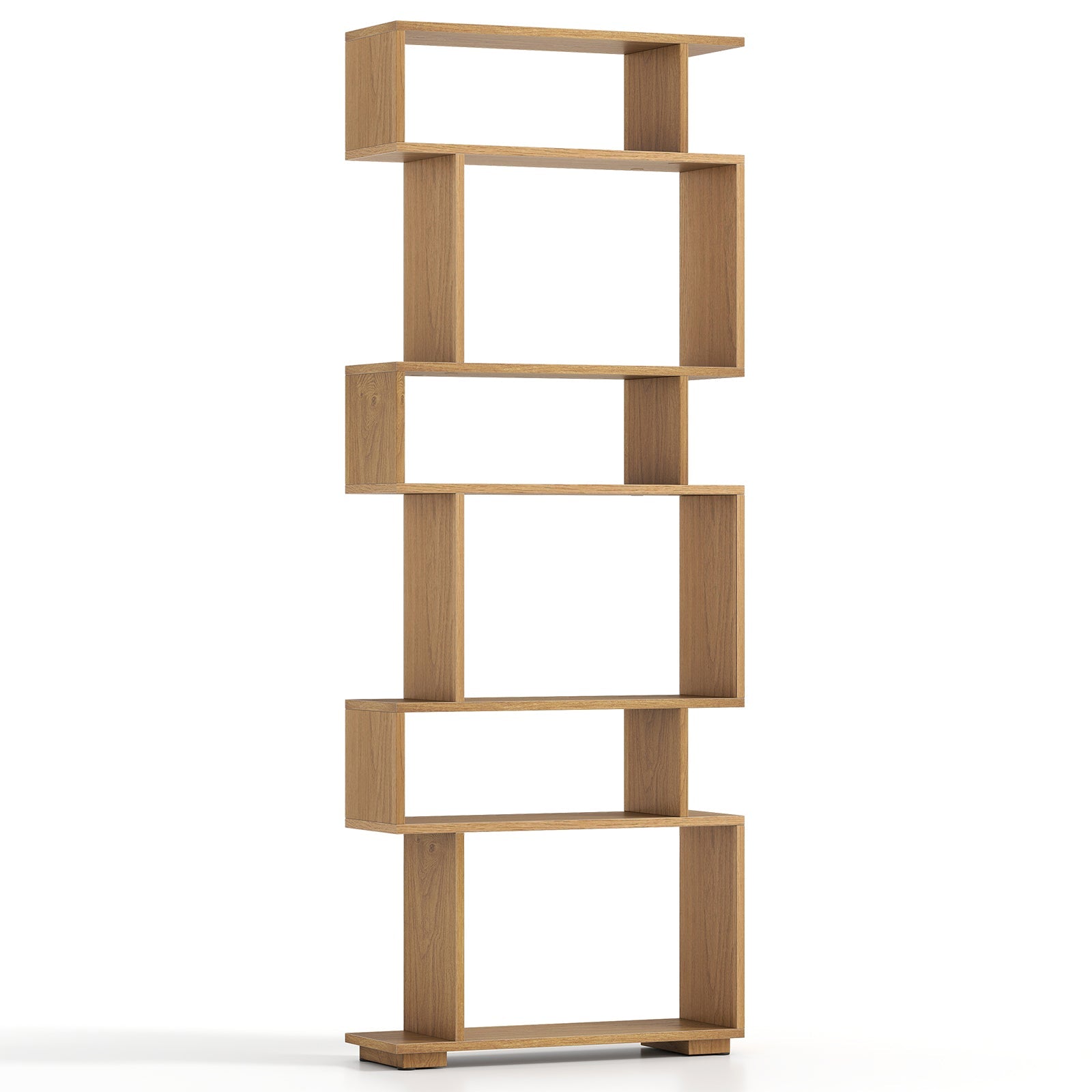 6-Tier Geometric Bookshelf with 2 Anti-Tipping Kits for Home Office