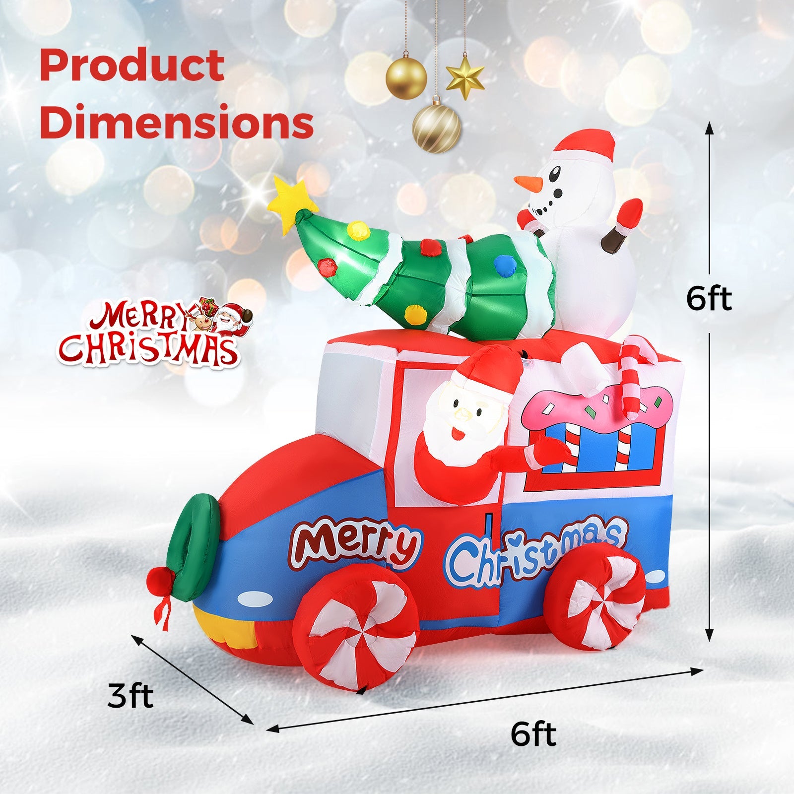 6 ft Christmas Inflatable Santa on Car Blow up Festive Vehicle with Santa Clause