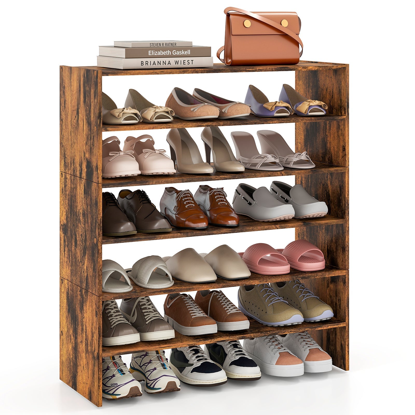 6-tier Shoe Rack with Anti-tipping Device for Entryway