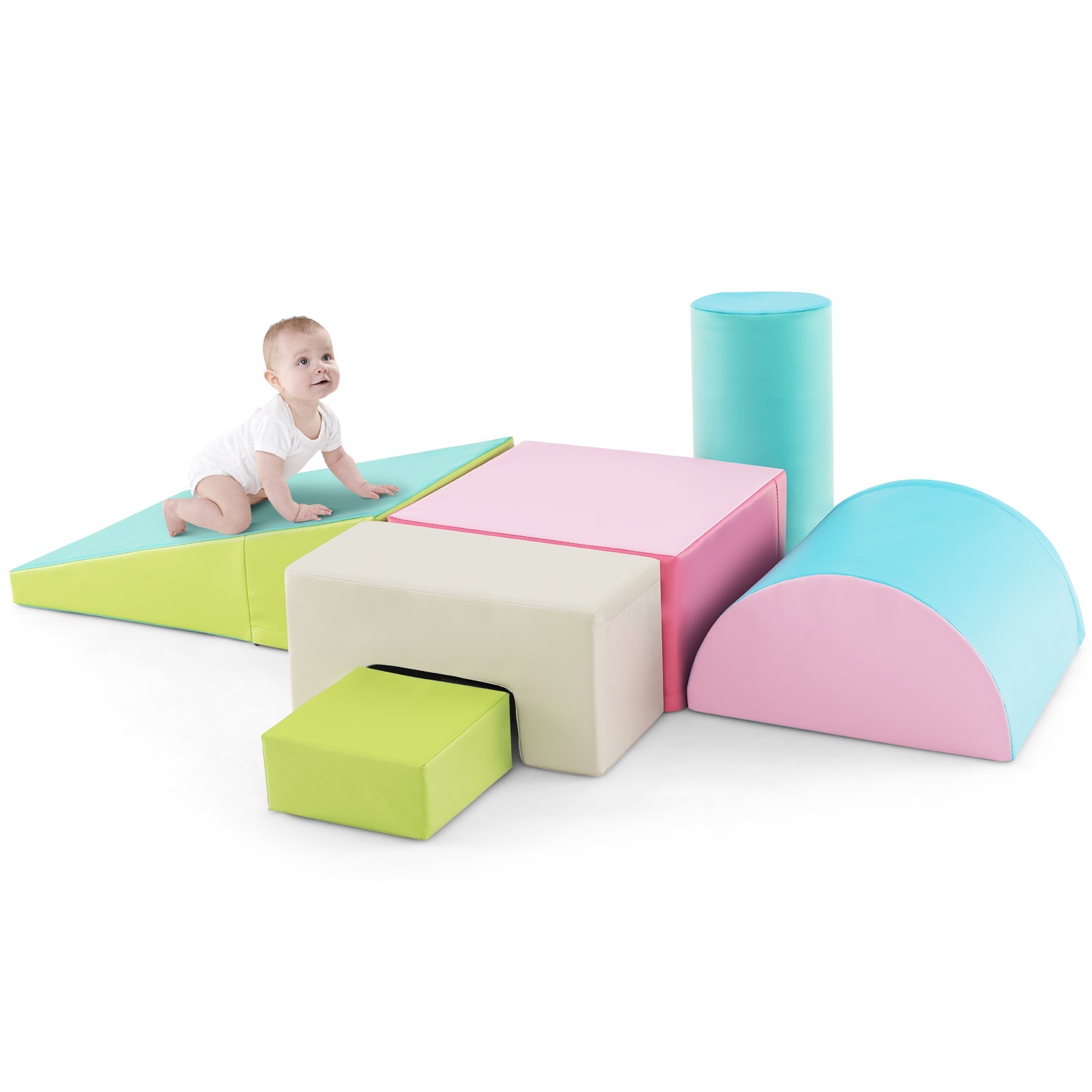 6 Pieces Foam Climbing Blocks Indoor Climb and Crawl Activity Playset with Rectangles