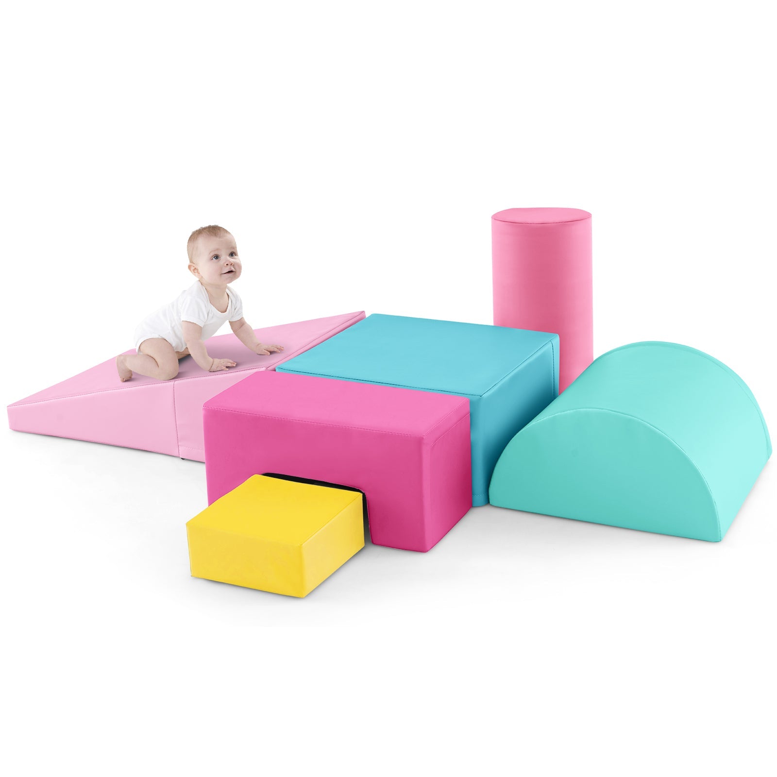 6 Pieces Foam Climbing Blocks Indoor Climb and Crawl Activity Playset with Rectangles