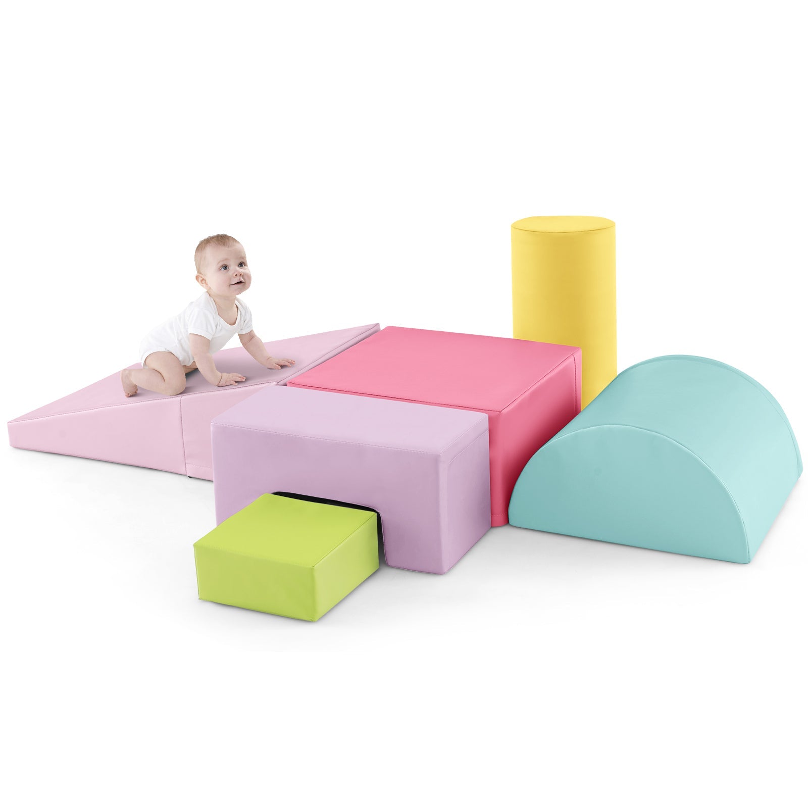 6 Pieces Foam Climbing Blocks Indoor Climb and Crawl Activity Playset with Rectangles