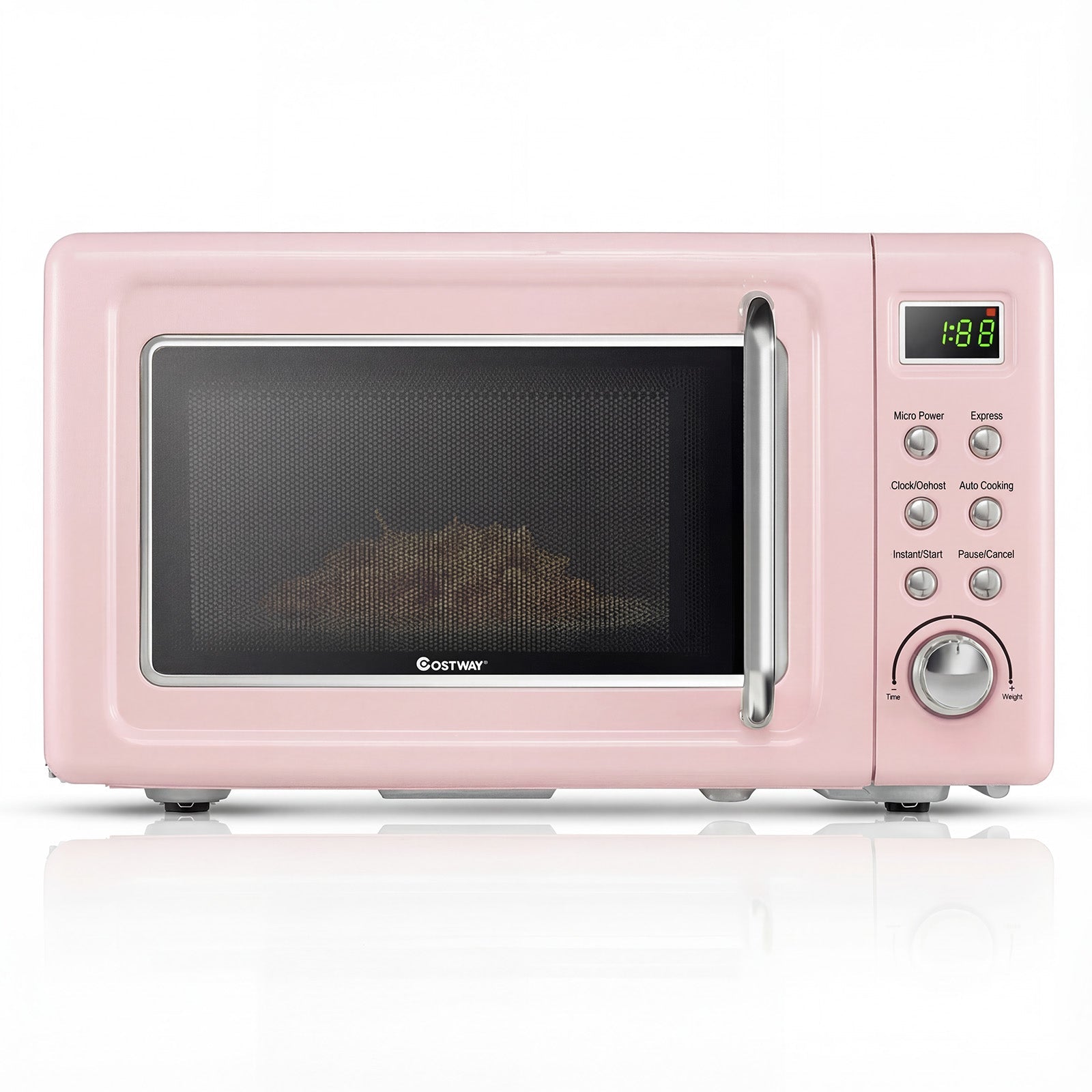 700W Retro Countertop Microwave Oven with 5 Micro Power and Auto Cooking Function