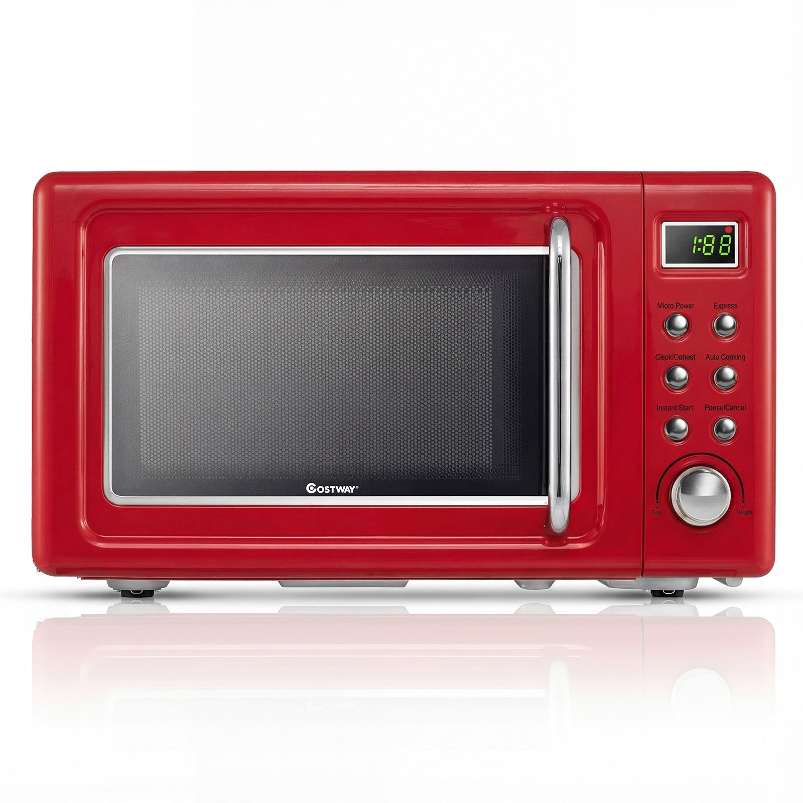 700W Retro Countertop Microwave Oven with 5 Micro Power and Auto Cooking Function