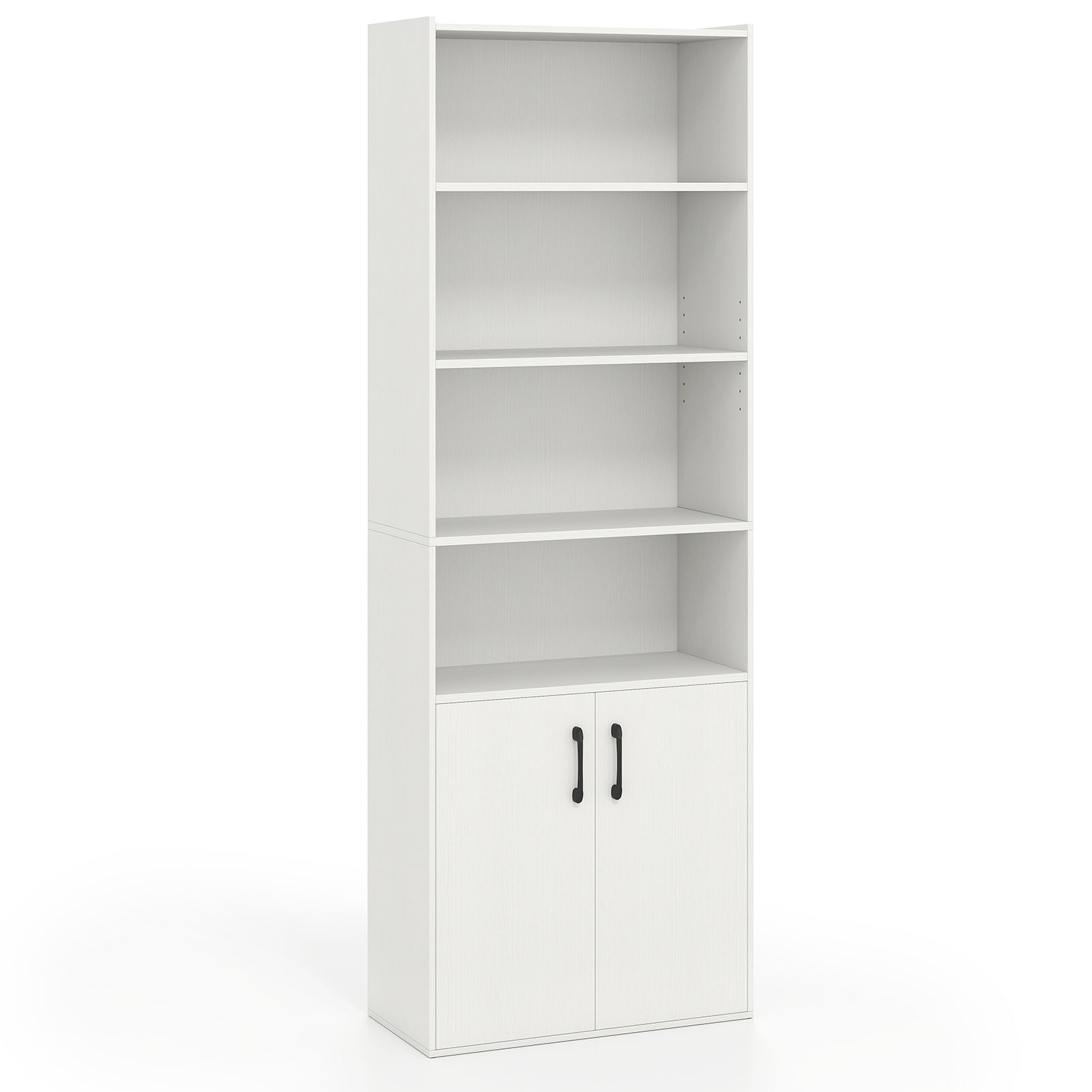 70 Inch Bookcase 6-Tier with Adjustable Shelves and 2-Door Cabinet
