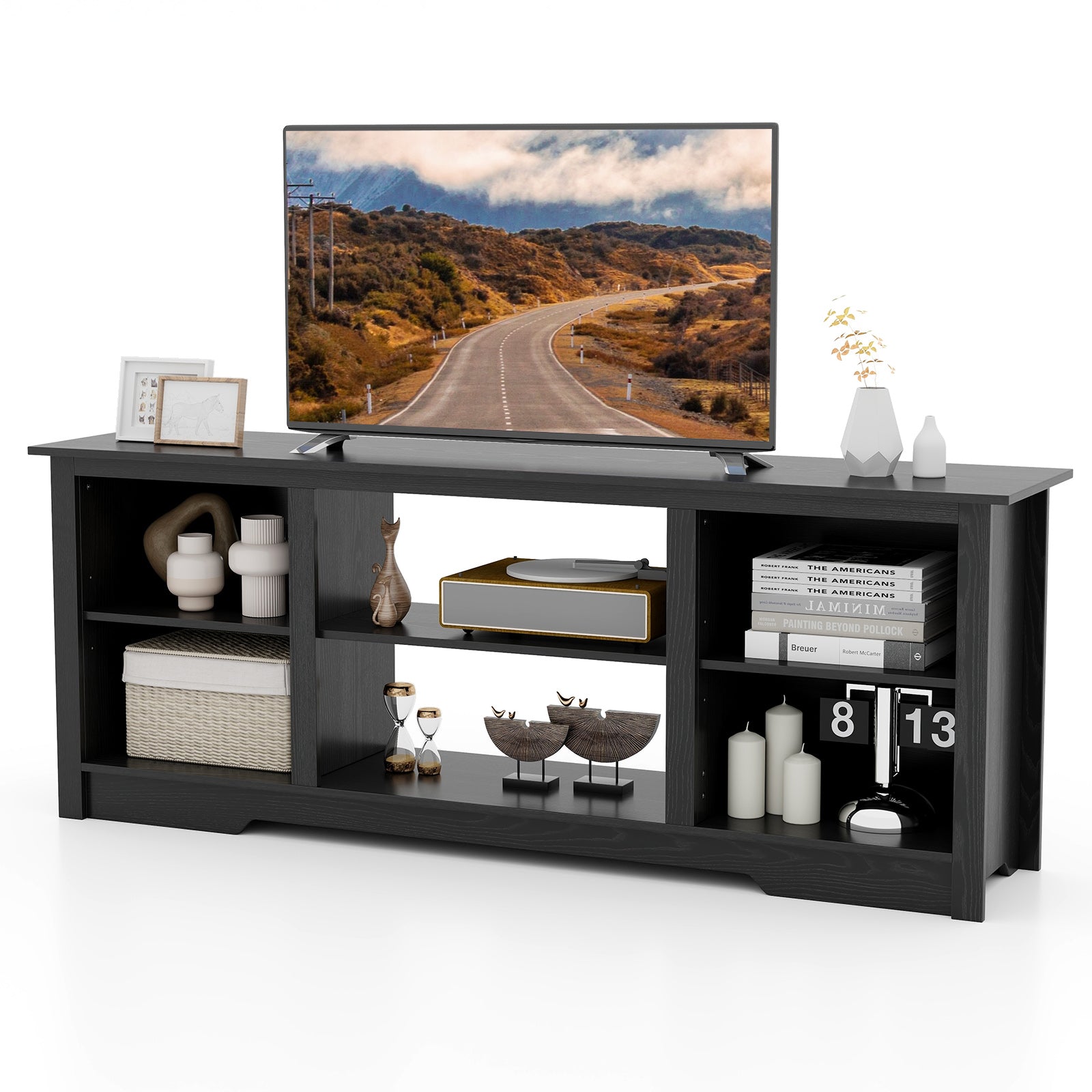70 Inch TV Stand for up to 75 Inch Flat Screen TVs with Adjustable Shelves