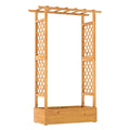 70 Inch Wooden Raised Garden Bed with Lattice Trellis-Natural