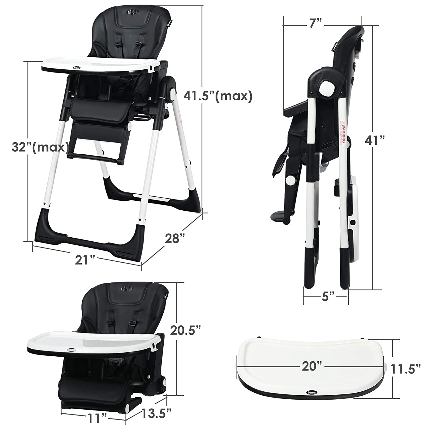 4-in-1 High Chair–Booster Seat with Adjustable Height and Recline