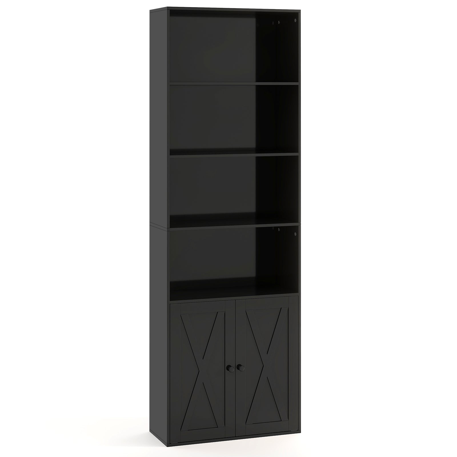 71 Inch Freestanding Bookshelf with 6 Shelves and 2-Door Cabinet