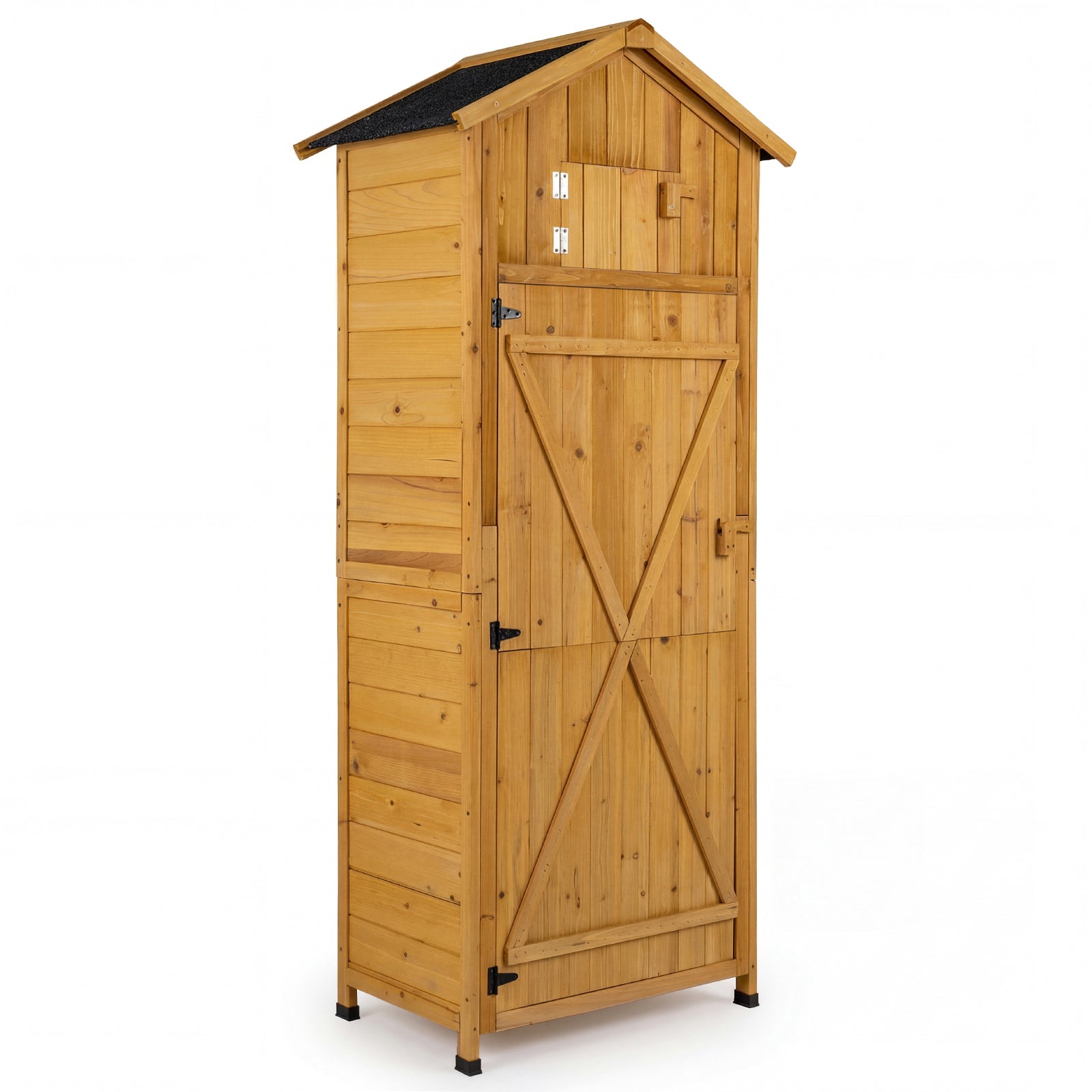 70 Inch Tall Garden Tool Storage Cabinet with Lockable Doors and Foldable Table