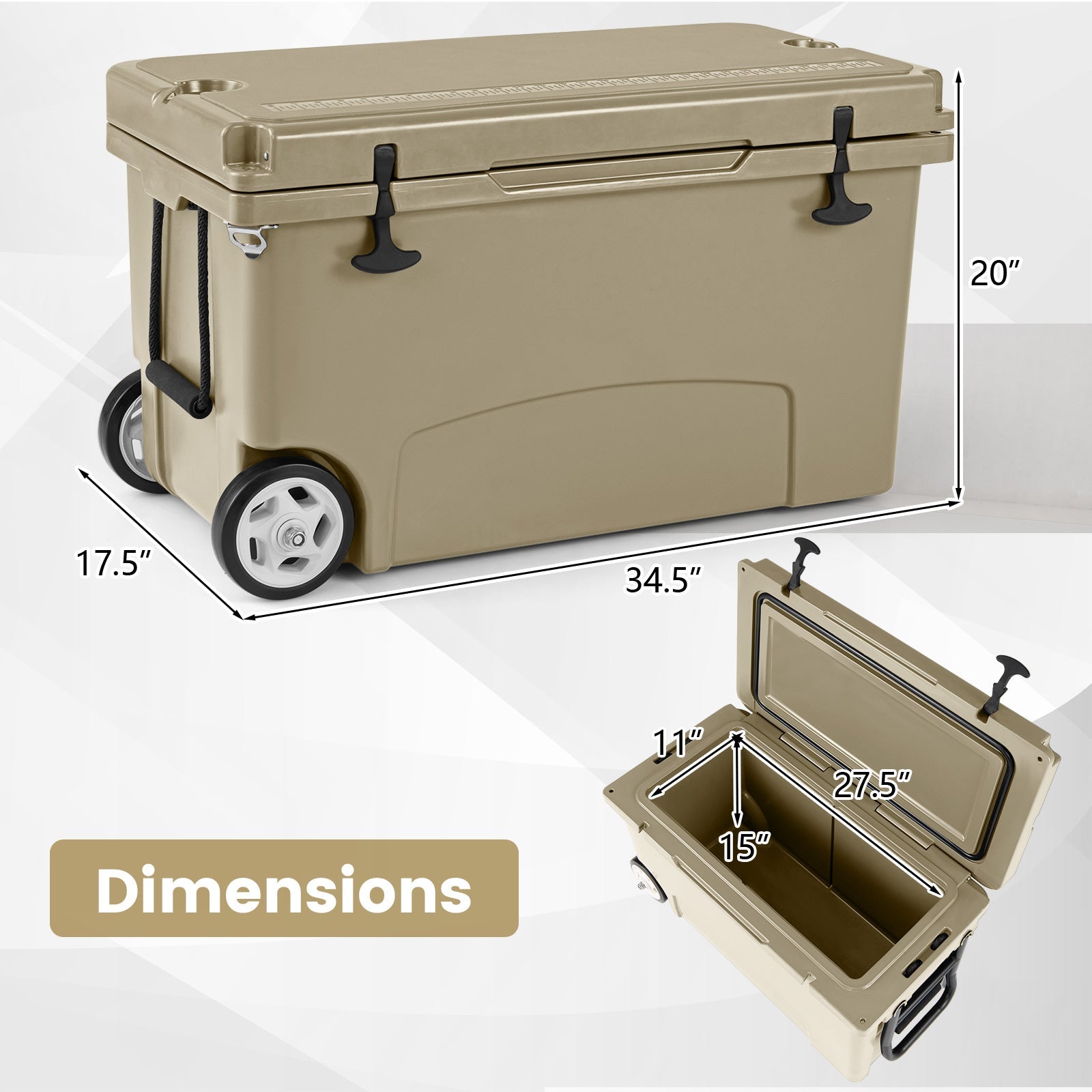 75 Quart Portable Hard Cooler with 6-Day Ice Retention and Wheels