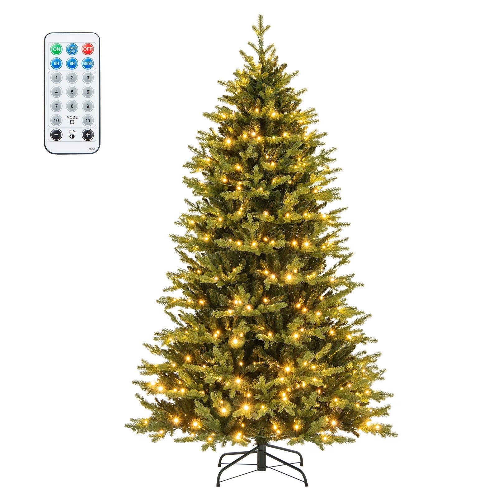 5 Feet Artificial Xmas Tree Hinged with 11 Lighting Modes and Remote Control