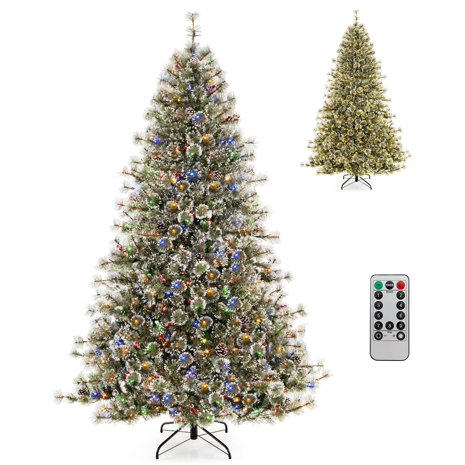 6/7.5/9 FT Artificial Christmas Tree Pre-Lit Hinged Holiday Tree with 360° Quick Power Connector
