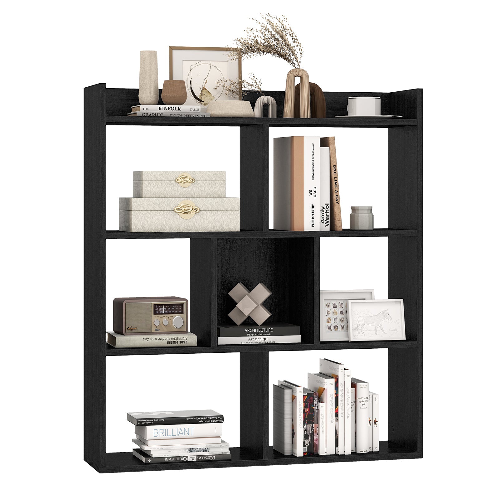 7 Cubes Open-back Bookshelf with Anti-Toppling Devices
