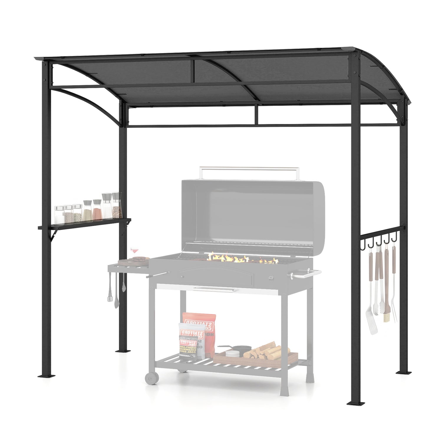 7 x 4.5 Feet Grill Gazebo Outdoor Patio Garden BBQ Canopy Shelter-Brown