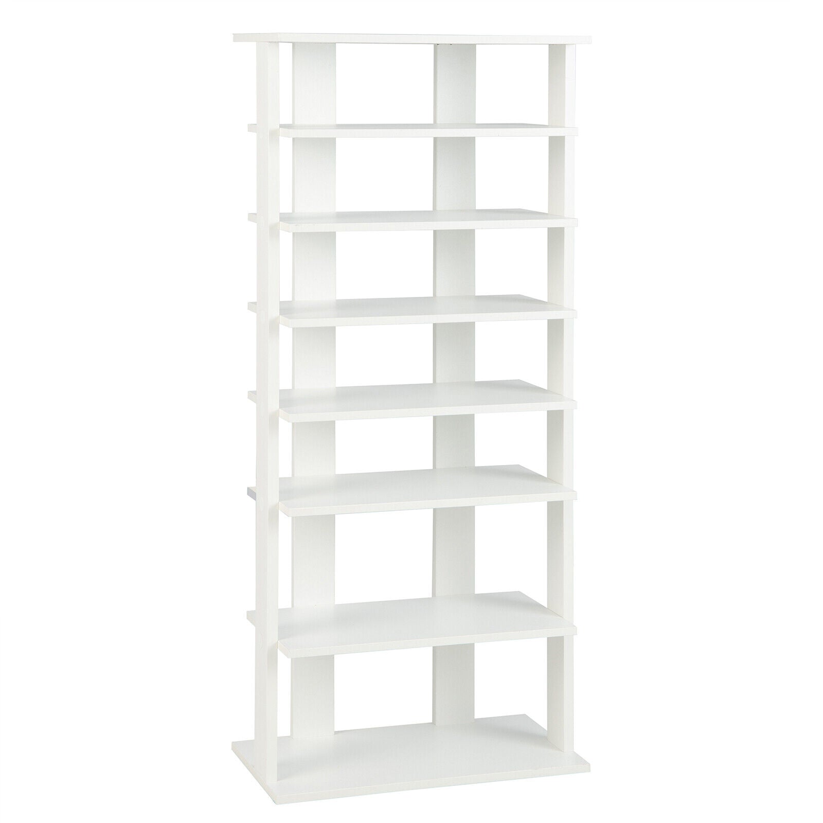 7-Tier Dual Shoe Rack Free Standing Shelves Storage Shelves Concise-Black
