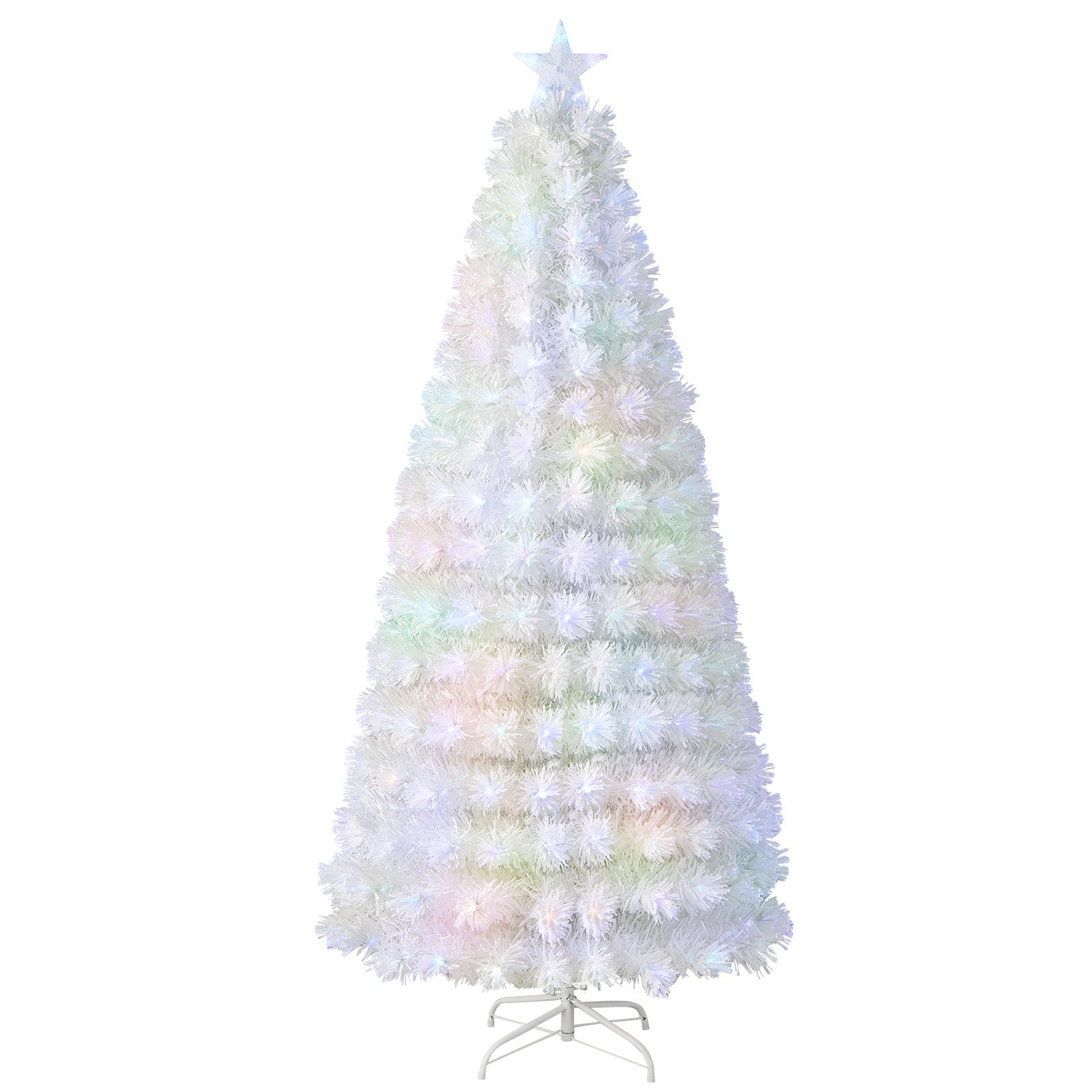 6/7 Feet Pre-Lit Fiber Optic White Snow-Flocked Artificial Christmas Tree