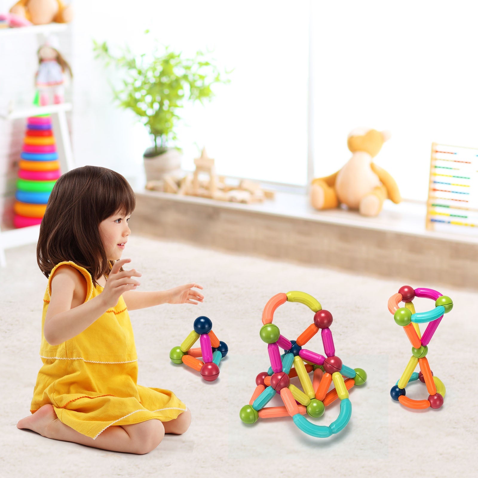 88 Pieces Magnetic Balls and Rods Set Building Blocks Set For Kids over 3 Years