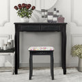 Vanity Wood Dressing Stool Padded Piano Seat with Rose Cushion