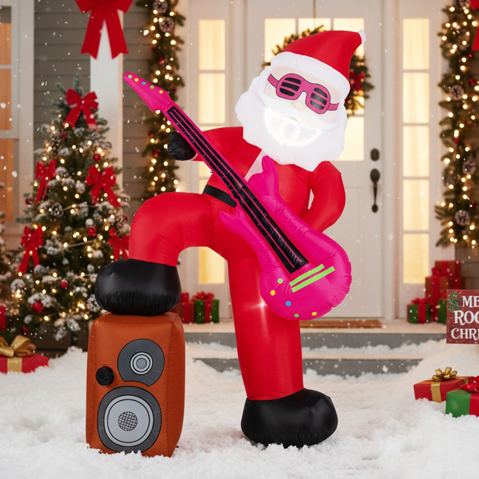 8.4 ft Inflatable Santa Claus with Sound-synced Light Effect and LED Lights