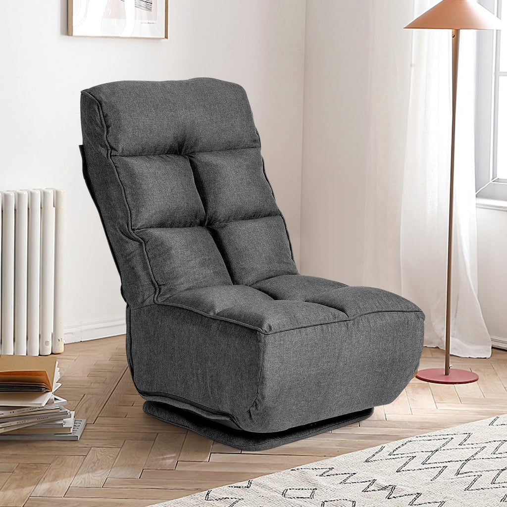 360-Degree Swivel Folding Floor Chair with 6 Adjustable Positions