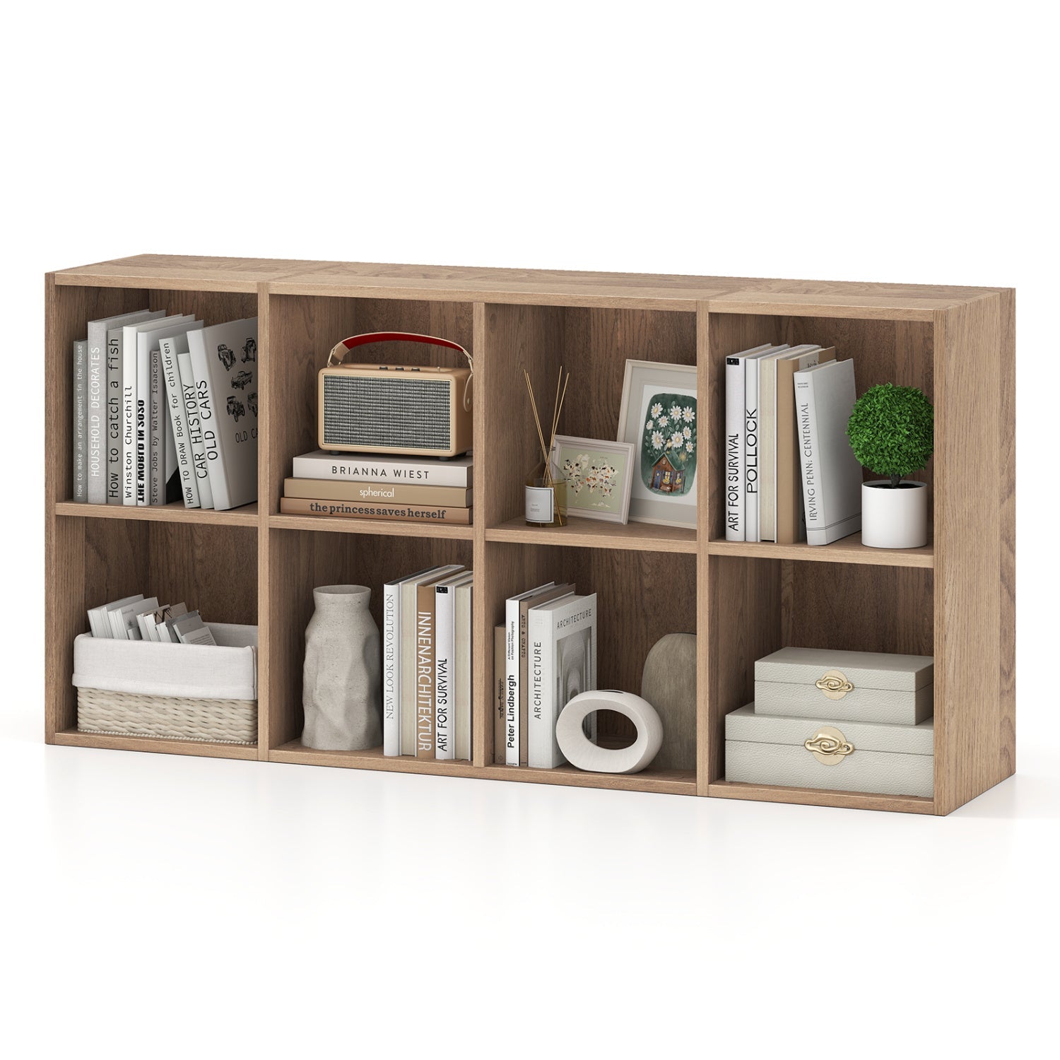 8-Cube Bookcase Bookshelf with 2 Anti-Tipping Kits Storage Organizer