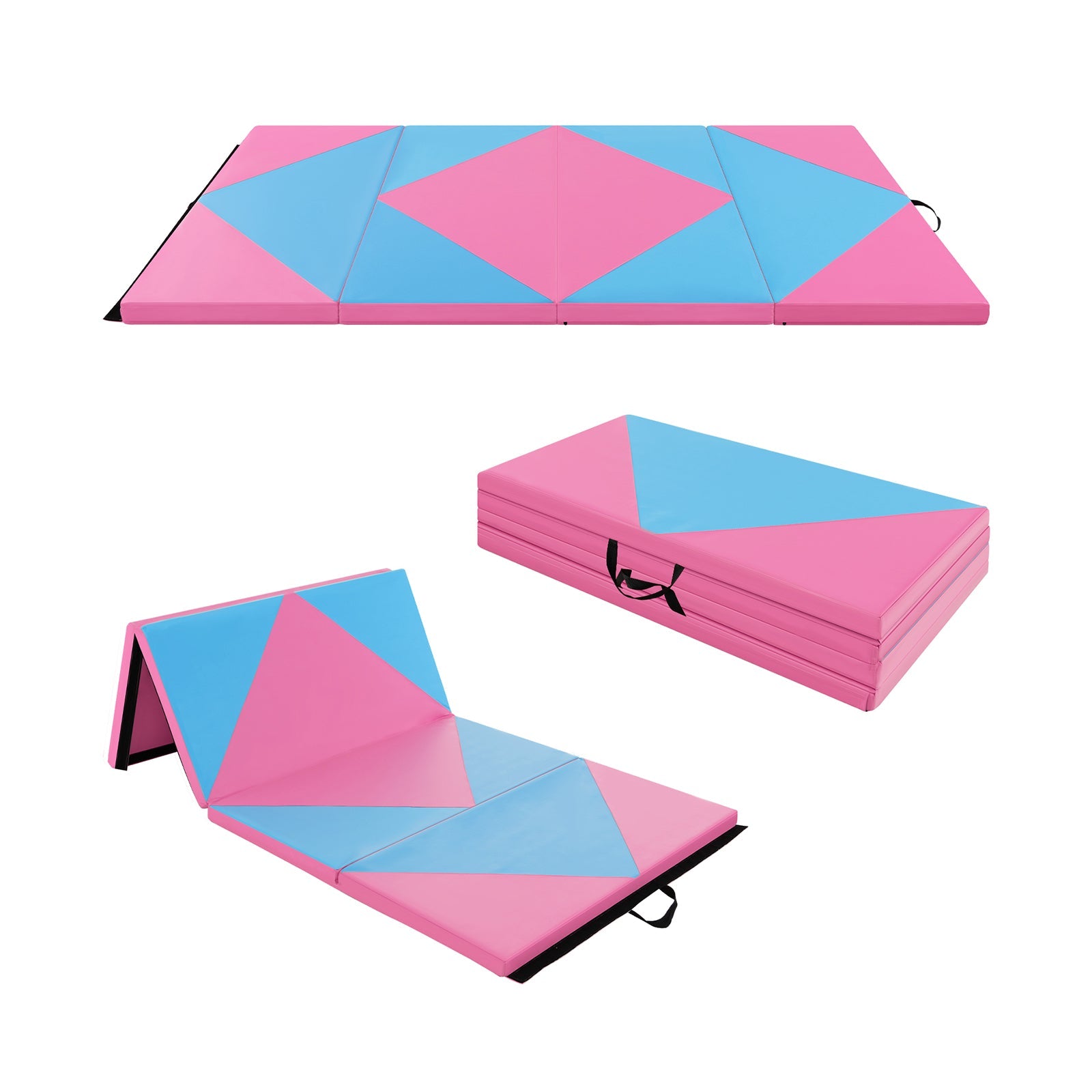 8 Feet PU Leather Folding Gymnastics Mat with Hook and Loop Fasteners