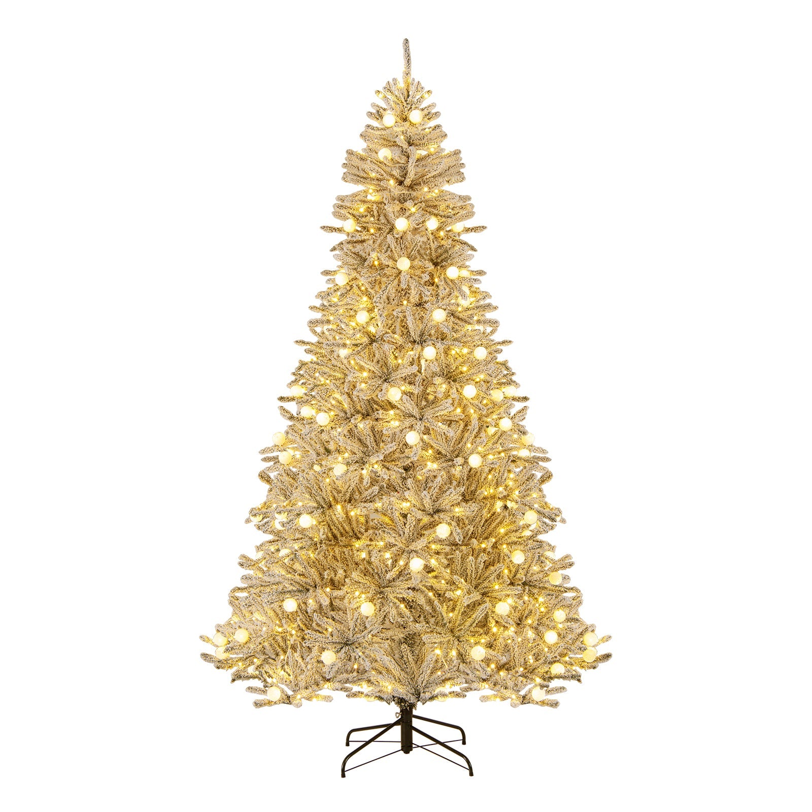 6 Feet Snow-flocked Artificial Christmas Tree Pre-lit Hinged with 81 Sphere Lights and Remote