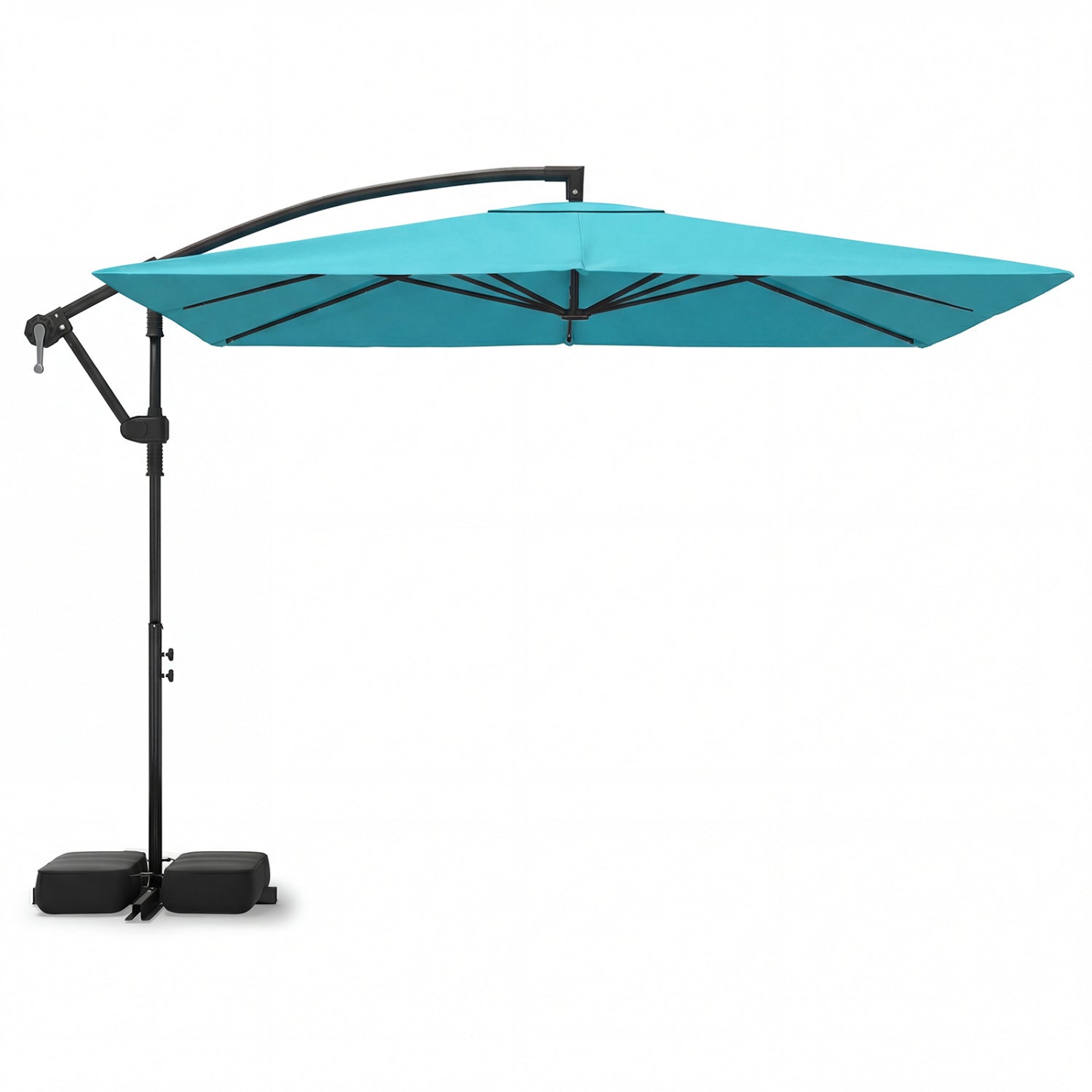 8 x 8 Square FT Solar LED Offset Cantilever Patio Umbrella with 360¬∞ Rotation
