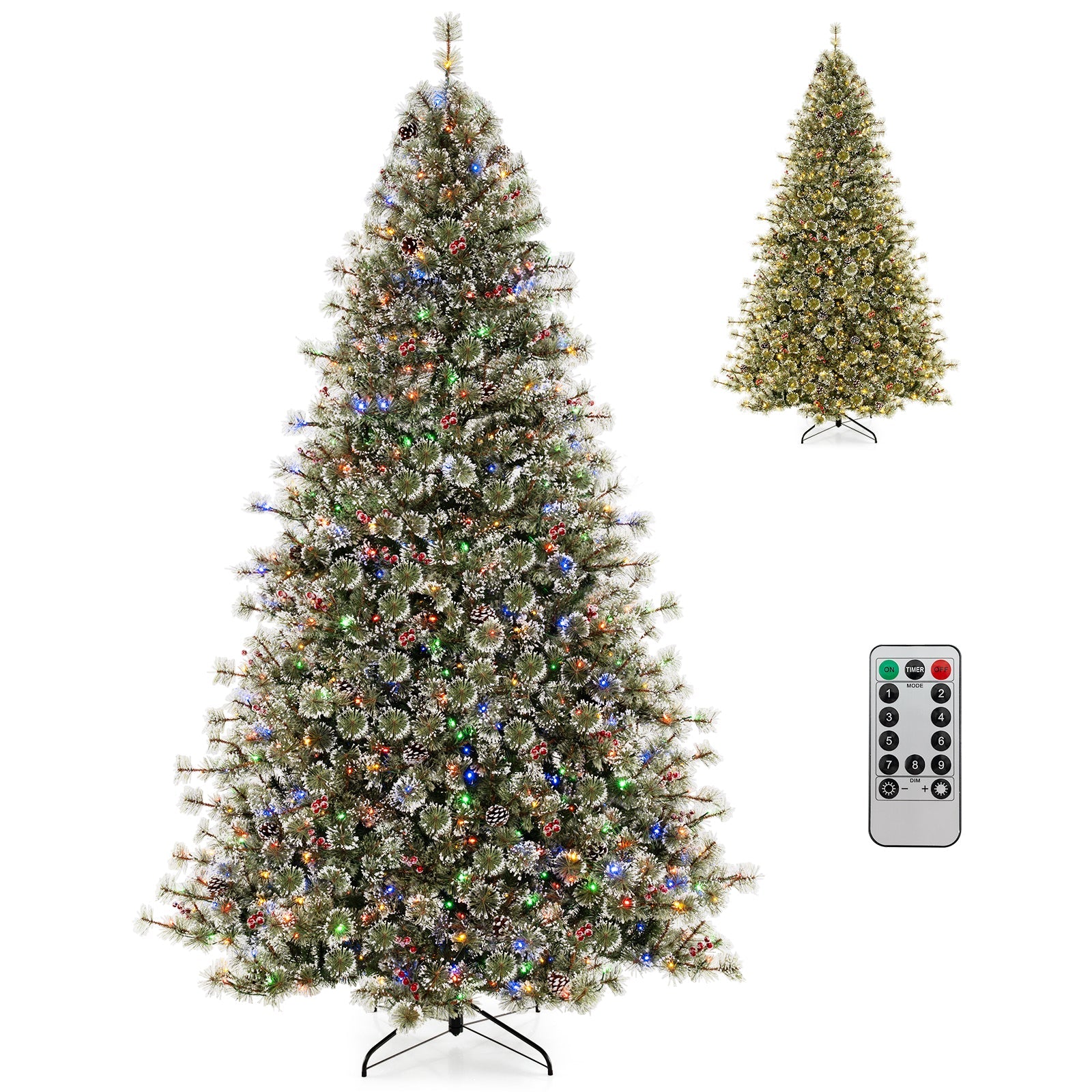 6/7.5/9 FT Artificial Christmas Tree Pre-Lit Hinged Holiday Tree with 360° Quick Power Connector