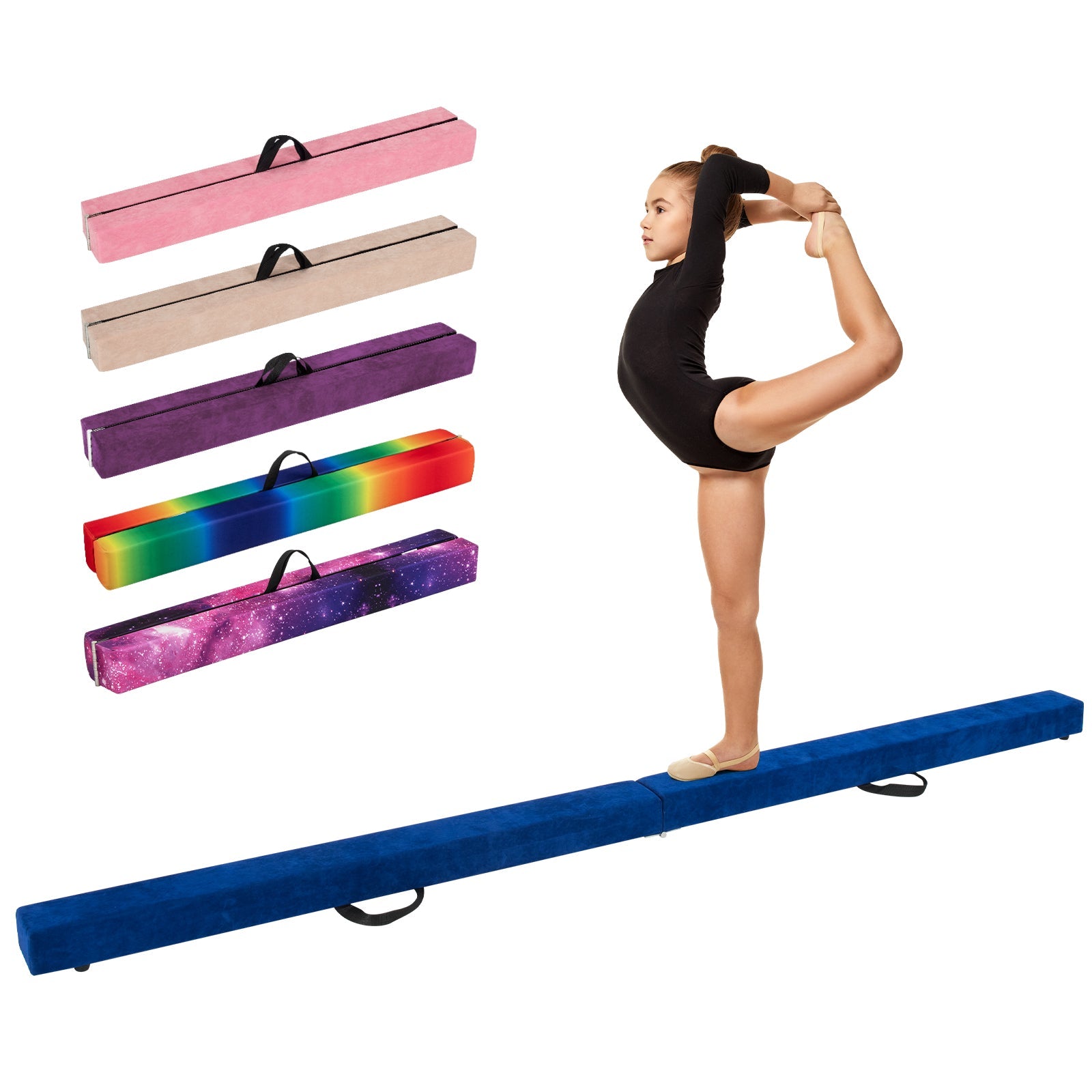 9 FT Folding Gymnastics Balance Beam with Anti-slip Base and Pine Wood Frame