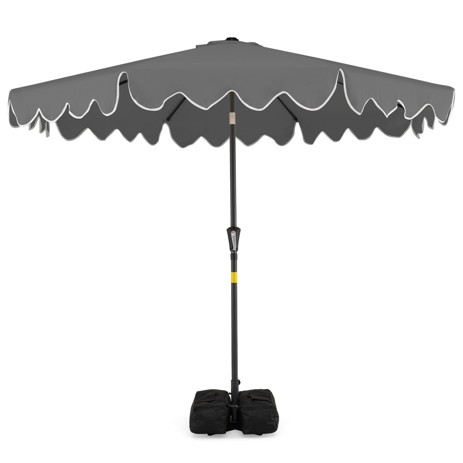 9 Feet Patio Umbrella with Weighted Base and Sandbags