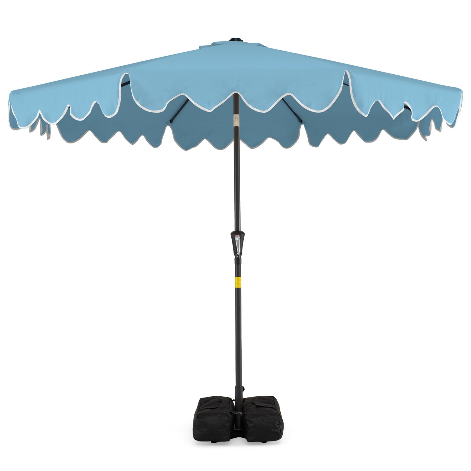 9 Feet Patio Umbrella with Weighted Base and Sandbags
