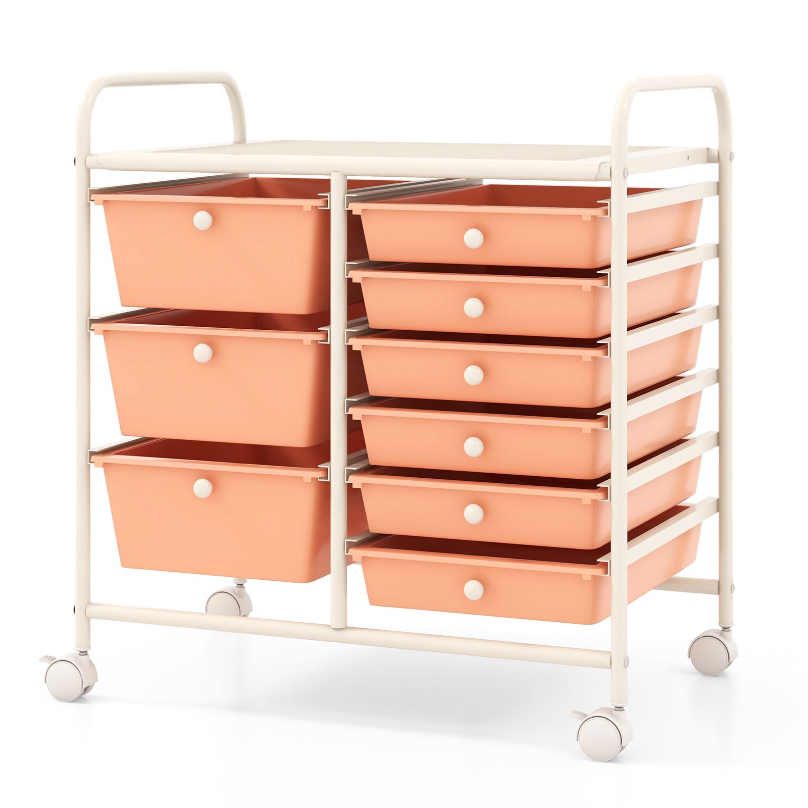 9-Drawer Rolling Storage Cart with Colorful Drawers and Metal Frame