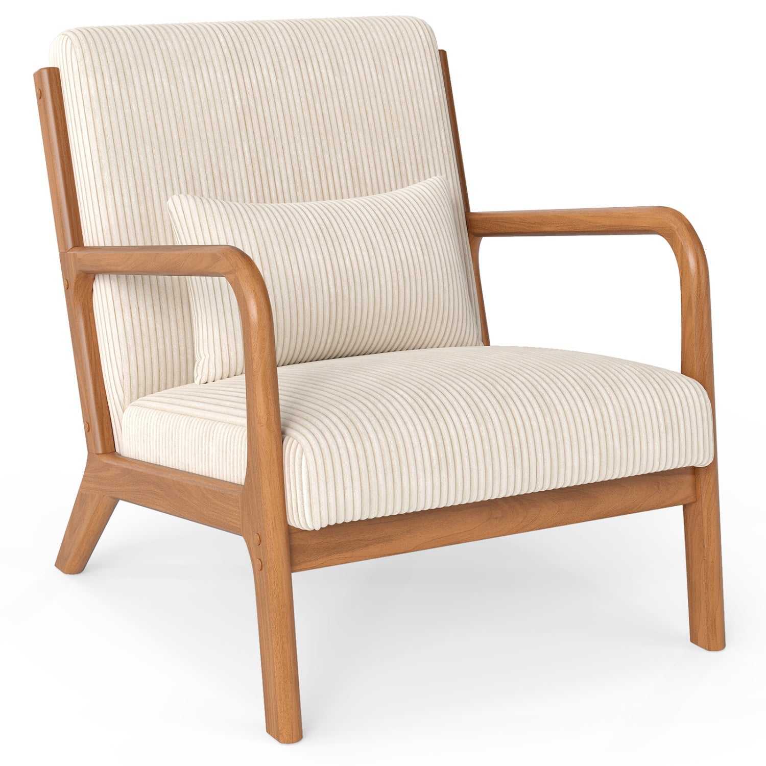 Accent Chair Corduroy Upholstered Lounge Chair with Lumbar Pillow