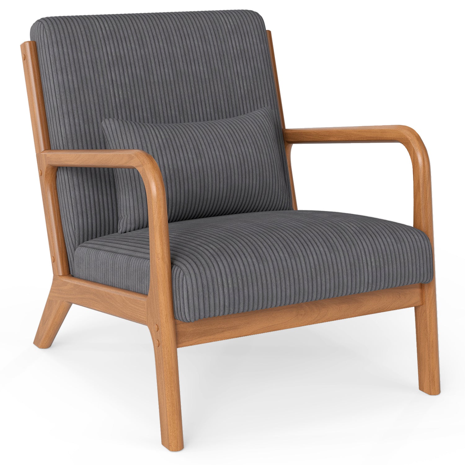 Accent Chair Corduroy Upholstered Lounge Chair with Lumbar Pillow