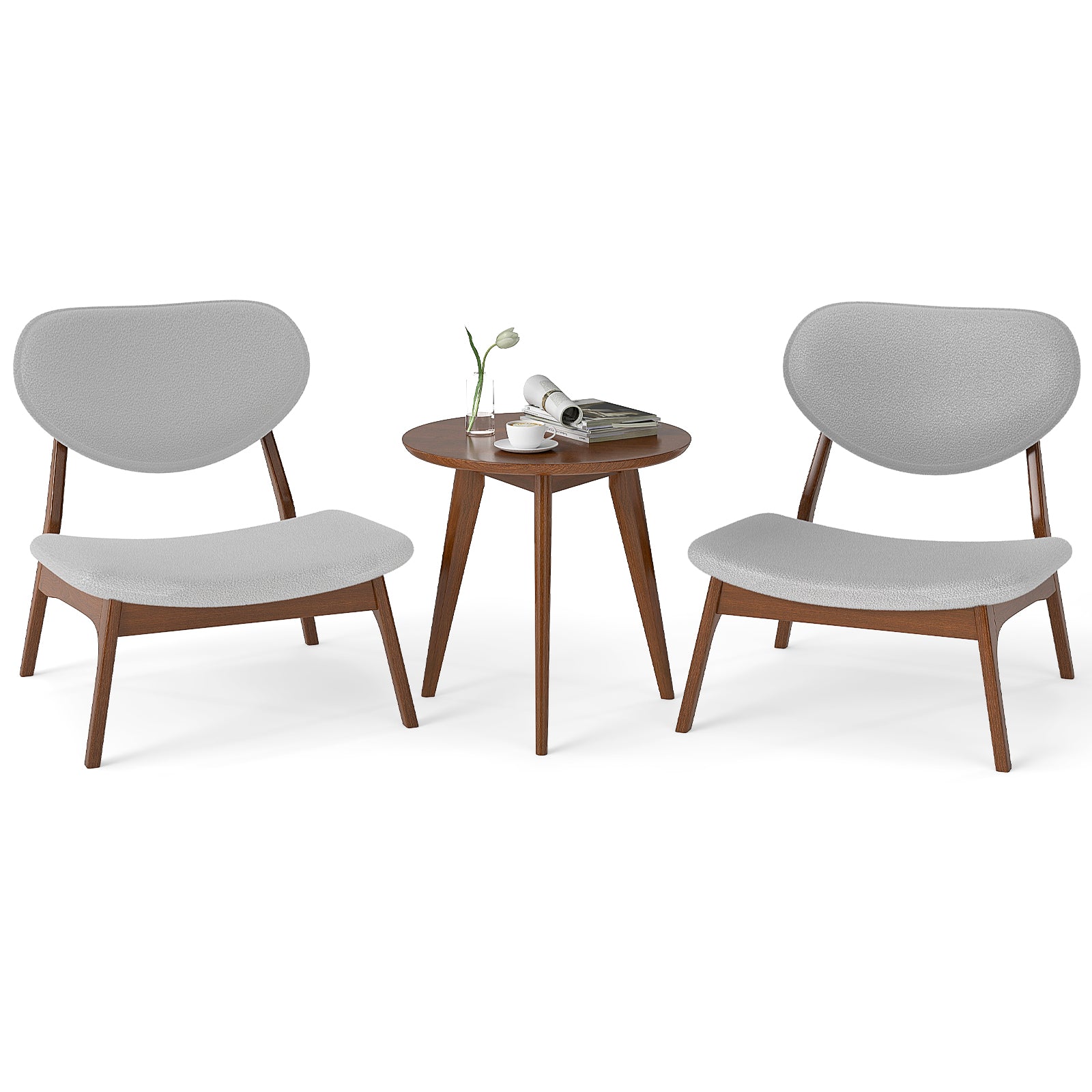 Accent Chairs Set of 2 with Side Table and Solid Wood Frame