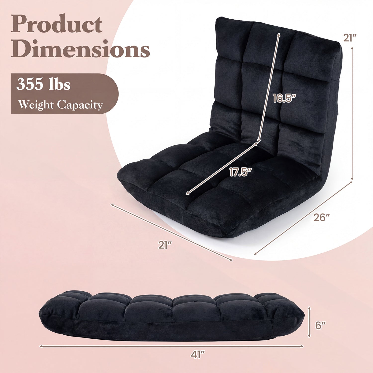 Adjustable 14-position Cushioned Floor Chair
