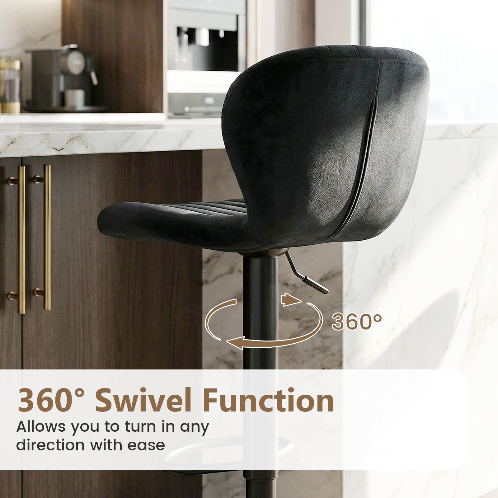 Adjustable Counter Height Chairs Set of 4 with Velvet Upholstered Backrests