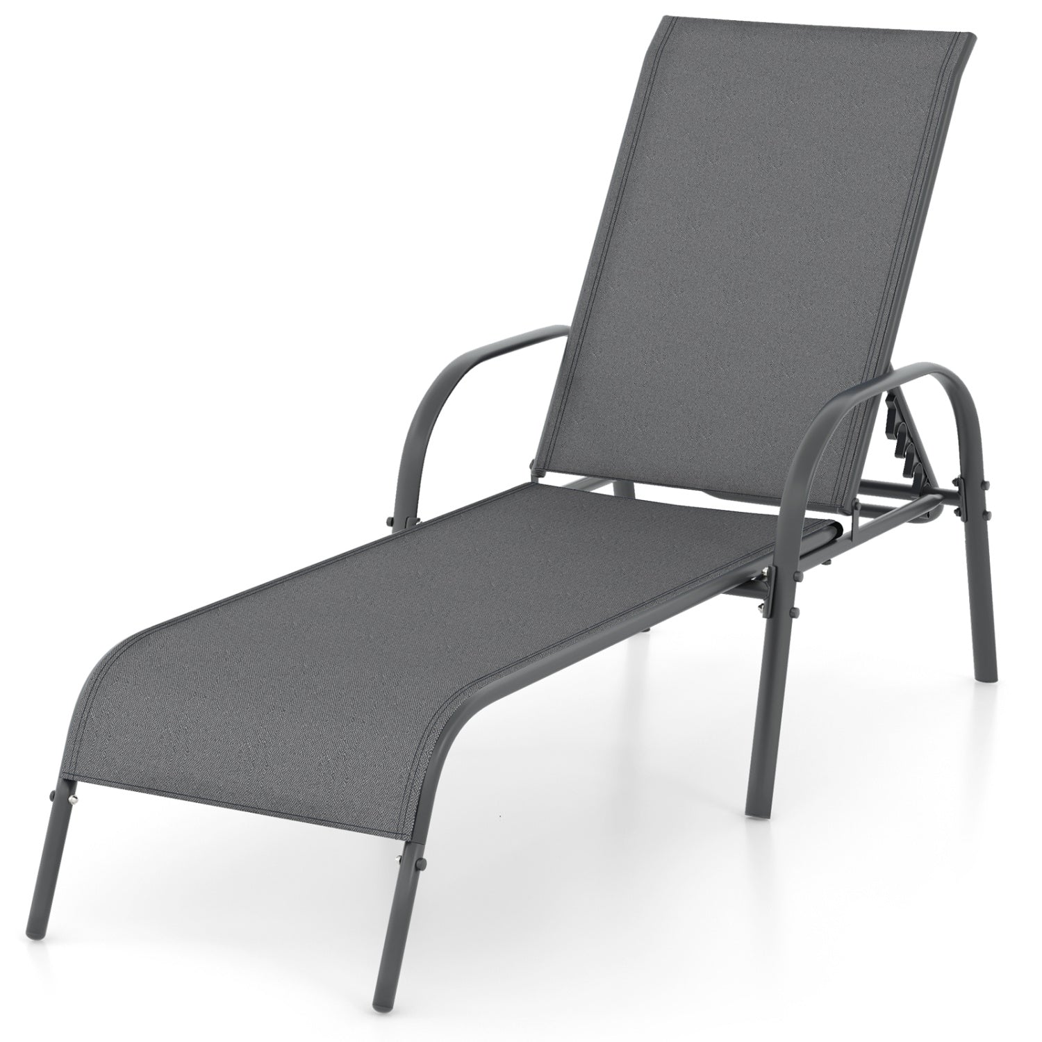 Adjustable Patio Chaise Folding Lounge Chair with Backrest