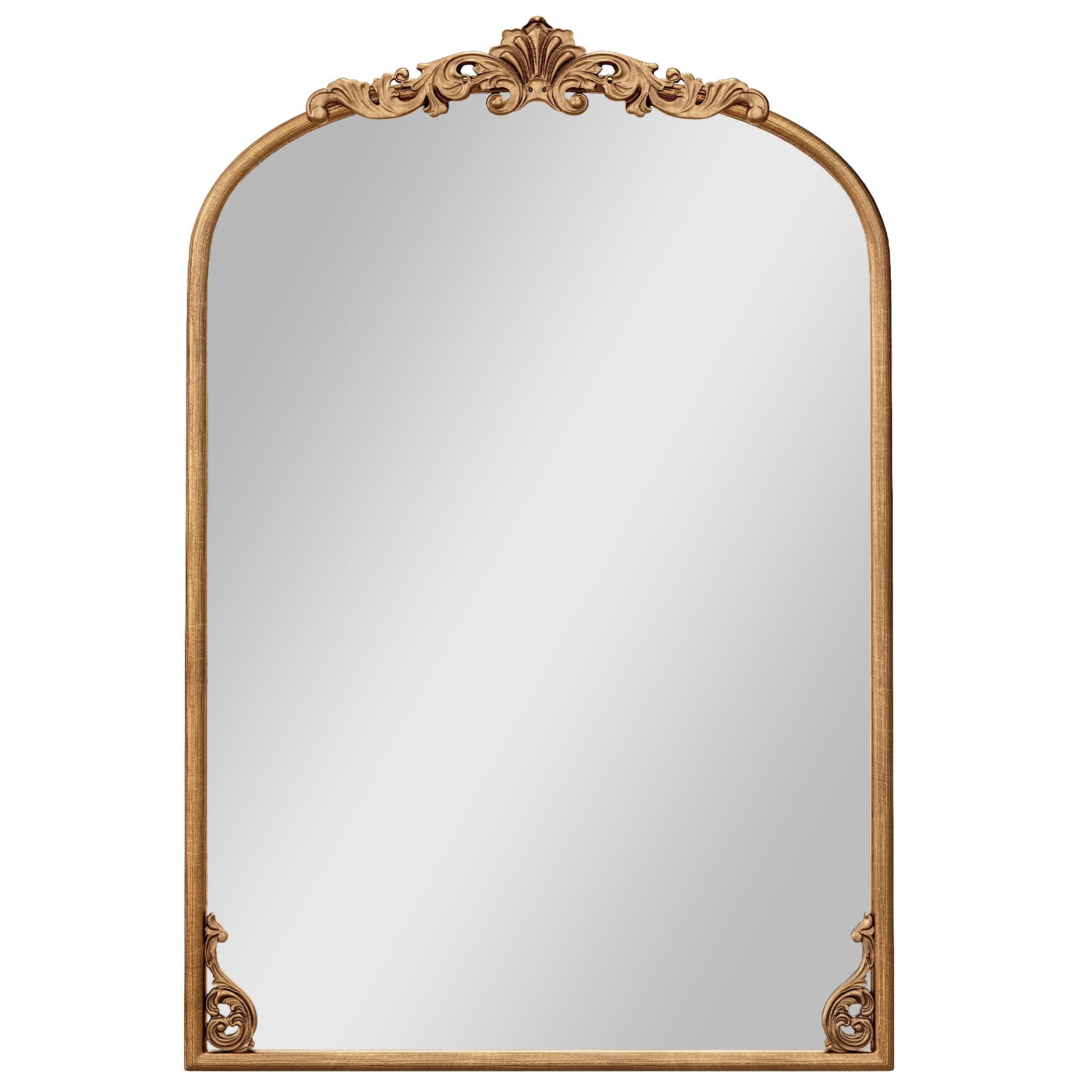 Arched Mirror for Wall Gold Traditional Vintage Ornate Baroque Mirror with Metal Frame