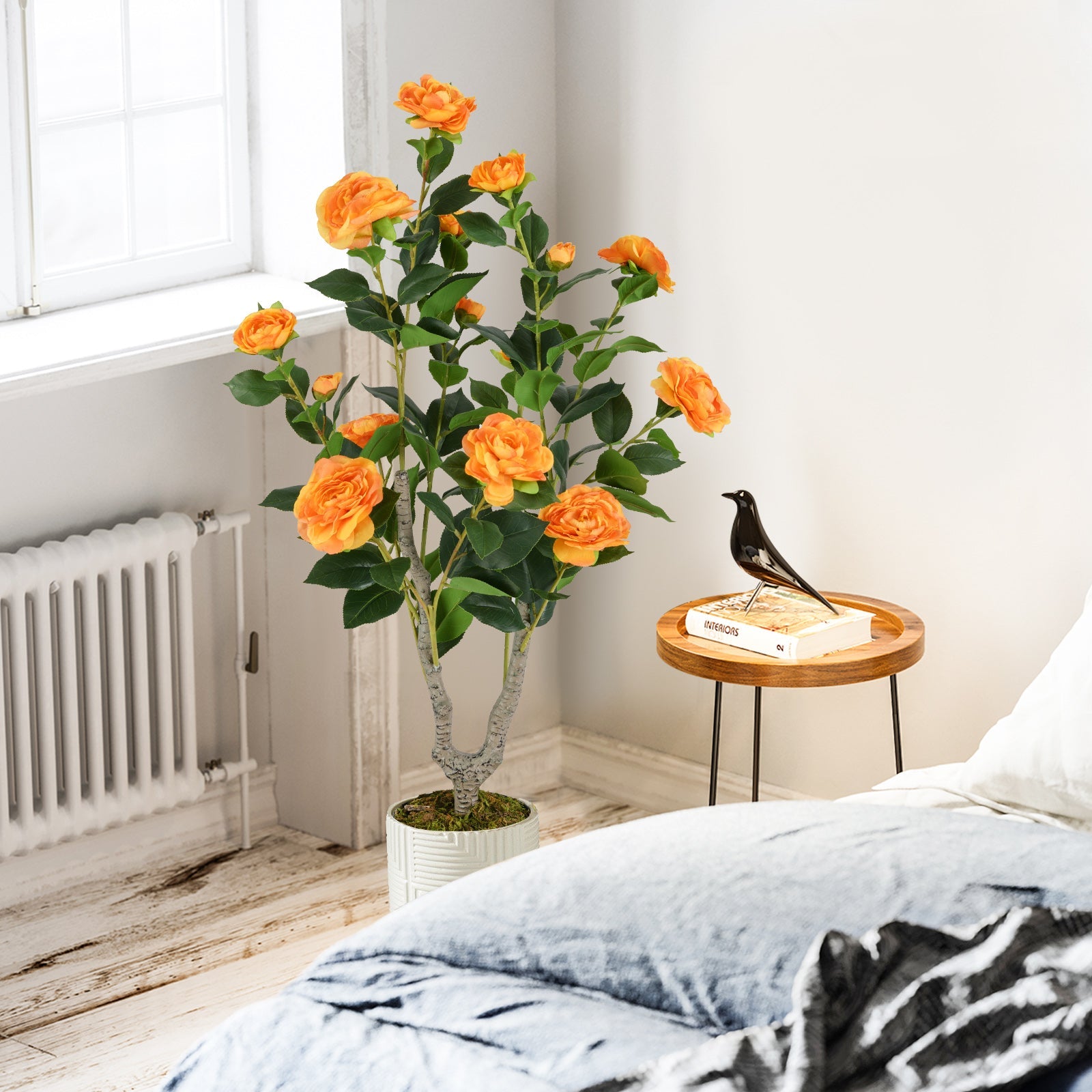 36 Inch Artificial Camellia Tree with Blooming Flower 2 Pack