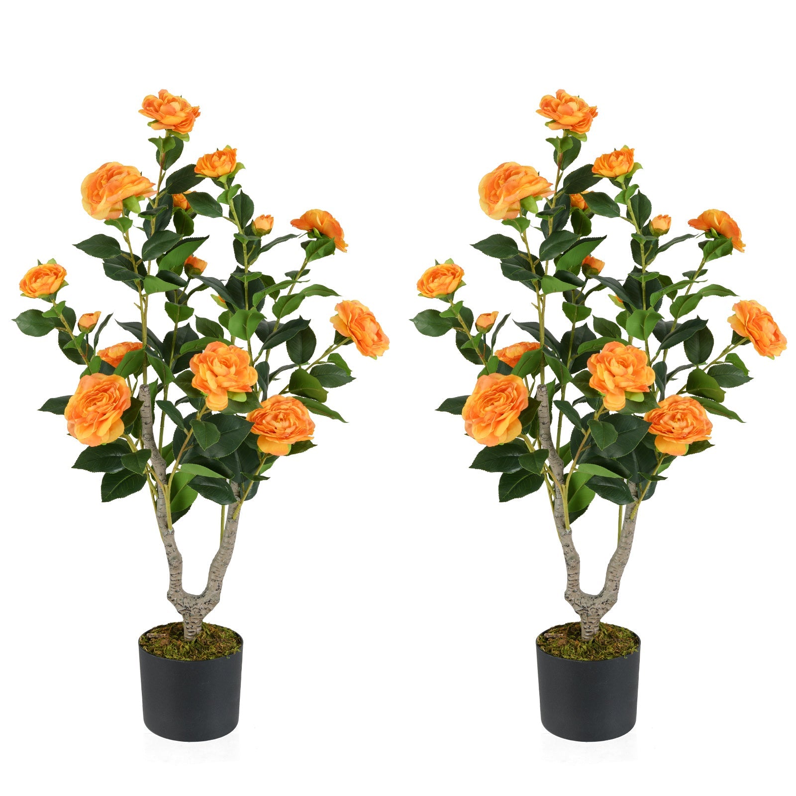36 Inch Artificial Camellia Tree with Blooming Flower 2 Pack