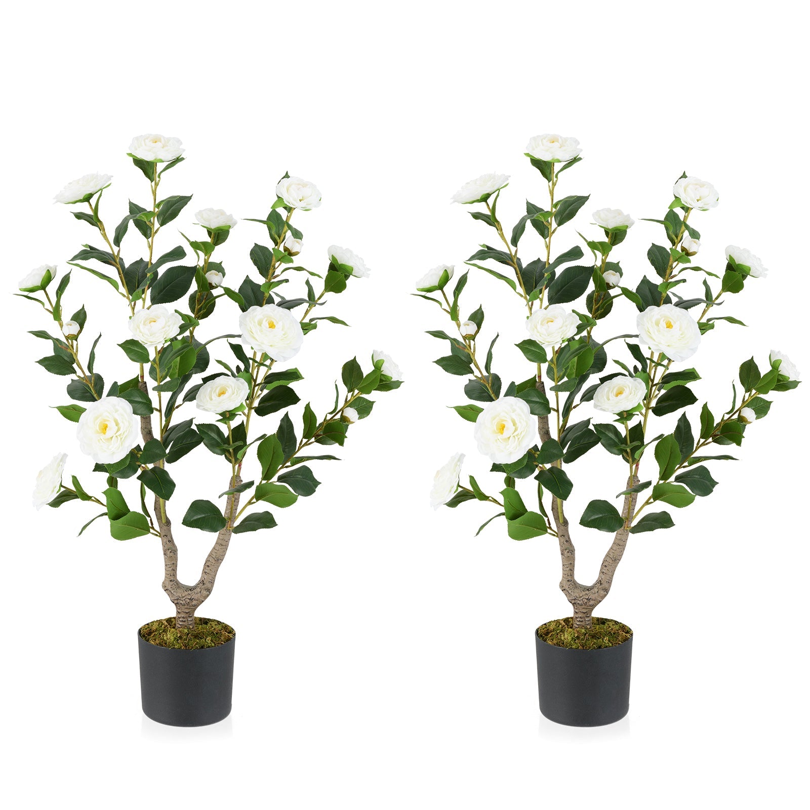 36 Inch Artificial Camellia Tree with Blooming Flower 2 Pack