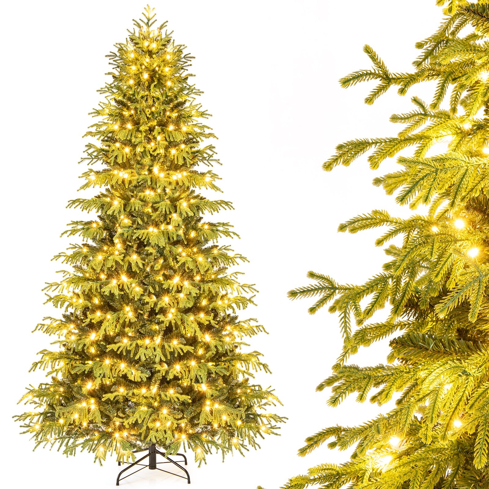 Artificial Christmas Tree with LED Lights and PVC Mixed Branch Tips