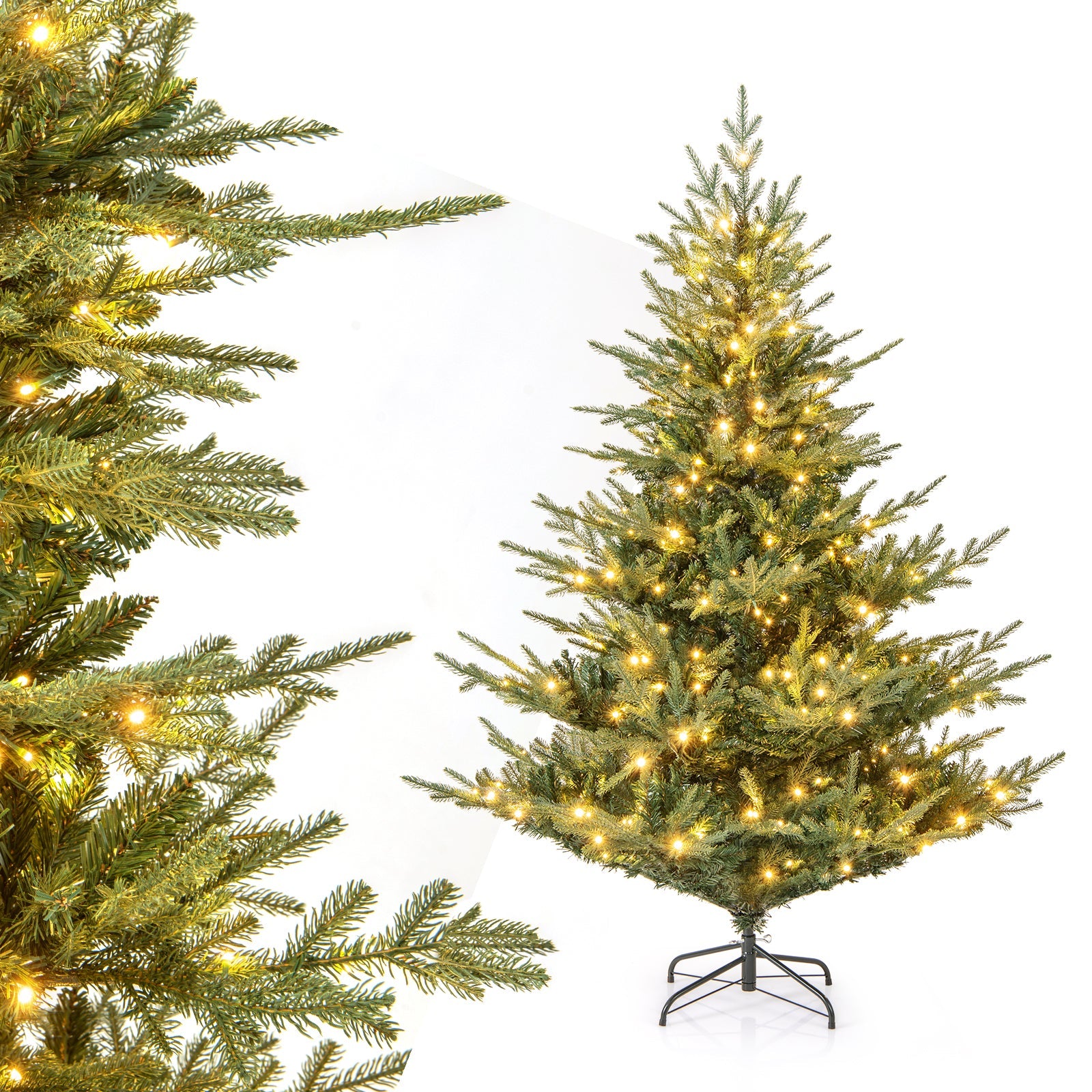 Artificial Christmas Tree with Branch Tips and Warm White LED Lights