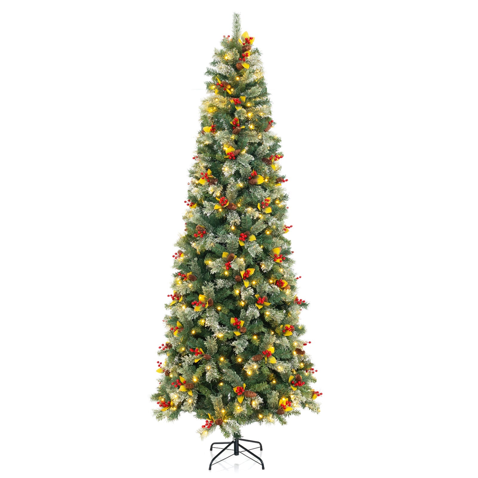 5/7.5/9 FT Pre-Lit Artificial Christmas Tree with 453/1096/1416 PVC and Pine Needles